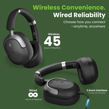 GEARit Over-Ear Bluetooth Headphones Hybrid ANC 45H Battery Multipoint Pairing