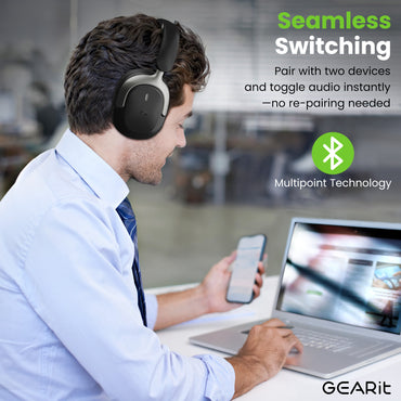 GEARit Over-Ear Bluetooth Headphones Hybrid ANC 45H Battery Multipoint Pairing