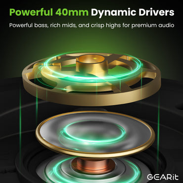 GEARit Over-Ear Bluetooth Headphones Hybrid ANC 45H Battery Multipoint Pairing