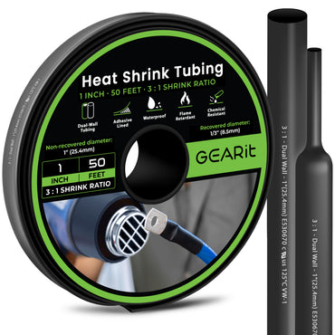 Dual-Wall Heat Shrink Tubing 3:1 Ratio Adhesive Lined, 50 Feet