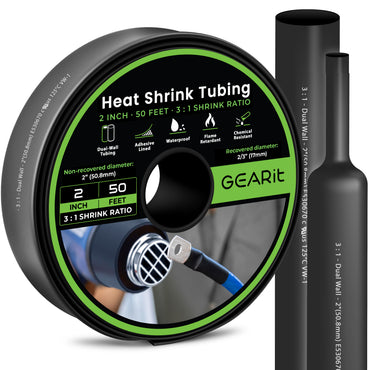 Dual-Wall Heat Shrink Tubing 3:1 Ratio Adhesive Lined, 50 Feet