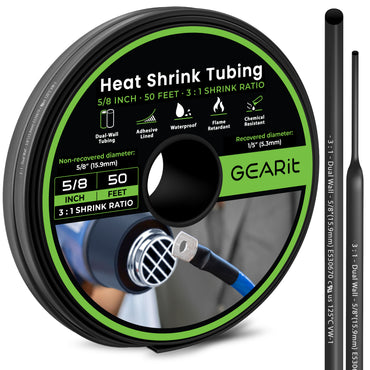 Dual-Wall Heat Shrink Tubing 3:1 Ratio Adhesive Lined, 50 Feet