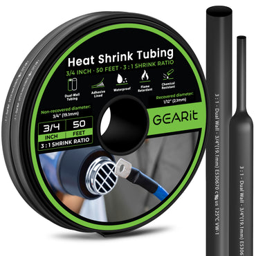 Dual-Wall Heat Shrink Tubing 3:1 Ratio Adhesive Lined, 50 Feet