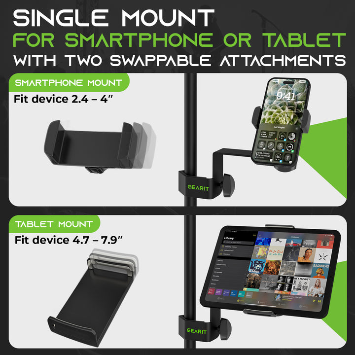 Phone and Tablet Holder for Microphone Stand - Up to 7.9" Tablet GearIT