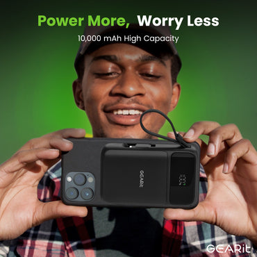 GEARit 5-in-1 10000mAh Power Bank Wireless MagSafe Charging with Built-in Cables