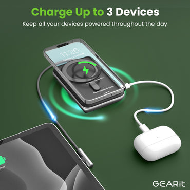 GEARit 2-in-1 10000mAh Power Bank - MagSafe Battery Pack with Kickstand