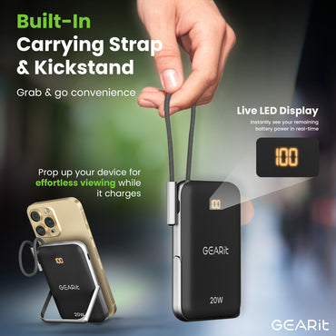 GEARit 2-in-1 10000mAh Power Bank - MagSafe Battery Pack with Kickstand