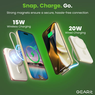 GEARit 2-in-1 10000mAh Power Bank - MagSafe Battery Pack with Kickstand