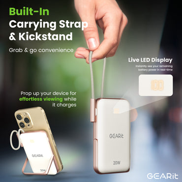 GEARit 2-in-1 10000mAh Power Bank - MagSafe Battery Pack with Kickstand