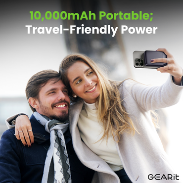 GEARit 10000mAh Qi2 Wireless Charging MagSafe Power Bank with Built-in USB-C Cable