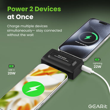 GEARit 5000 mAh Mini Power Bank with Built-in USB-C & Lightning Connectors
