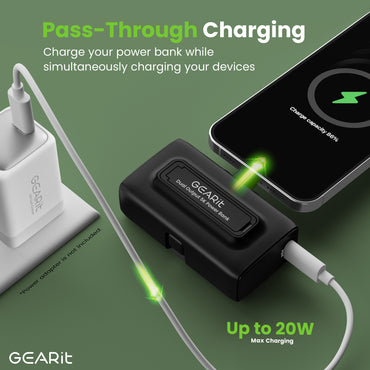 GEARit 5000 mAh Mini Power Bank with Built-in USB-C & Lightning Connectors