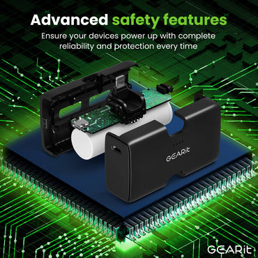 GEARit 5000 mAh Mini Power Bank with Built-in USB-C & Lightning Connectors