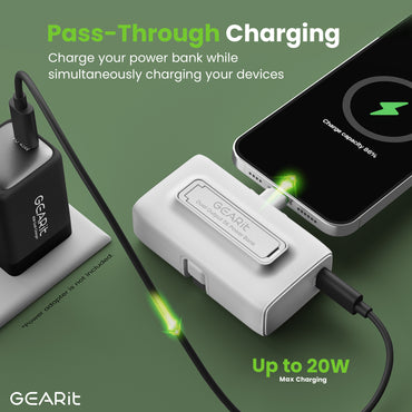 GEARit 5000 mAh Mini Power Bank with Built-in USB-C & Lightning Connectors