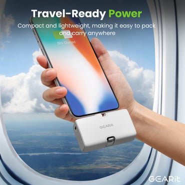 GEARit 5000 mAh Mini Power Bank with Built-in USB-C & Lightning Connectors