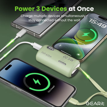 GEARit Lifestyle Series - 5000mAh Power Bank 3 Ports with Build in USB C and Lightning Connector