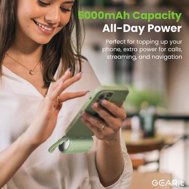 GEARit Lifestyle Series - 5000mAh Power Bank 3 Ports with Build in USB C and Lightning Connector
