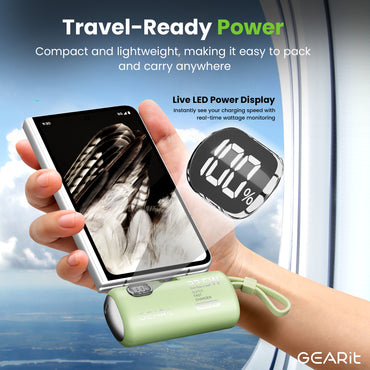 GEARit Lifestyle Series - 5000mAh Power Bank 3 Ports with Build in USB C and Lightning Connector