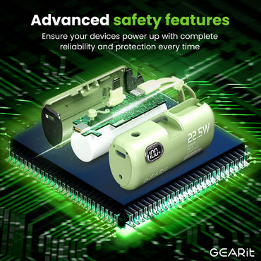 GEARit Lifestyle Series - 5000mAh Power Bank 3 Ports with Build in USB C and Lightning Connector