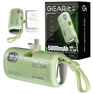 GEARit Lifestyle Series - 5000mAh Power Bank 3 Ports with Build in USB C and Lightning Connector