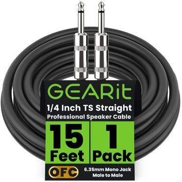 GEARit 12 AWG Speaker Cable 1/4 to 1/4 TS 15 ft