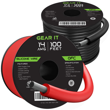 14AWG 600V Tinned OFC Stranded Silicone Wire, 2-Pack (Black & Red)