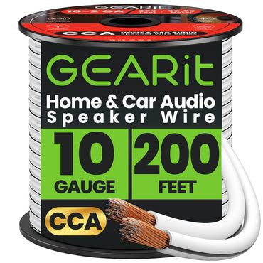 10 Gauge Speaker Wire CCA - Copper Clad Aluminum, White