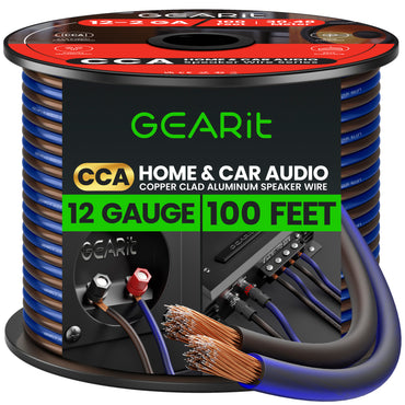 12 Gauge Speaker Wire, Speaker Cable 100ft for Car Audio, Home Theater, CCA