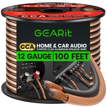 12 Gauge Speaker Wire, Speaker Cable 100ft for Car Audio, Home Theater, CCA