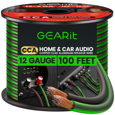 12 Gauge Speaker Wire, Speaker Cable 100ft for Car Audio, Home Theater, CCA