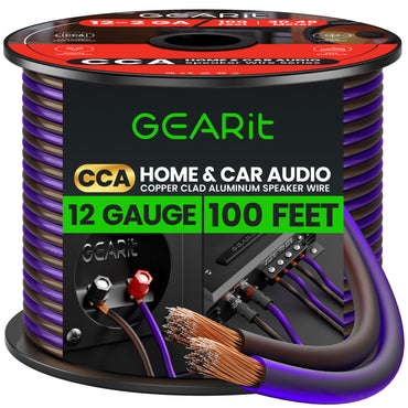 12 Gauge Speaker Wire, Speaker Cable 100ft for Car Audio, Home Theater, CCA
