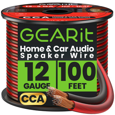 12 Gauge Speaker Wire, Speaker Cable 100ft for Car Audio, Home Theater, CCA