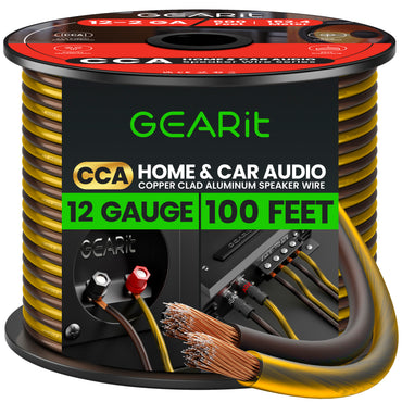 12 Gauge Speaker Wire, Speaker Cable 100ft for Car Audio, Home Theater, CCA