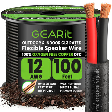 12/2 OFC CL3 outdoor speaker wire black 100 ft