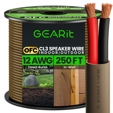 12/2 AWG OFC Outdoor Speaker Wire, Brown
