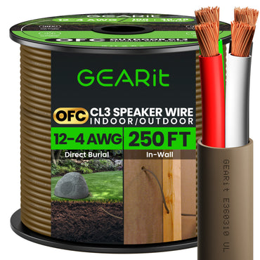 12/4 AWG OFC Outdoor Speaker Wire, Brown