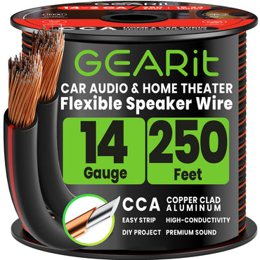 GEARit 14 gauge speaker wire 250 ft black CCA spool