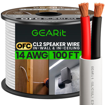 14 AWG In Wall Speaker Wire - CL2 Rated - Oxygen Free Copper (OFC), White