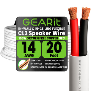 14 AWG In Wall Speaker Wire - CL2 Rated - Oxygen Free Copper (OFC), White
