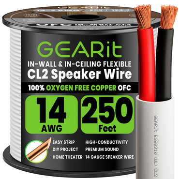 14 AWG In Wall Speaker Wire - CL2 Rated - Oxygen Free Copper (OFC), White