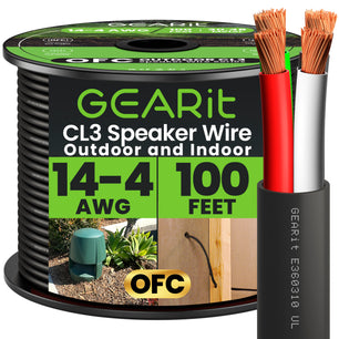 14 AWG In Wall Speaker Wire 4-Conductor Bi-Wire Cables - CL2 Rated - Oxygen Free Copper (OFC), White