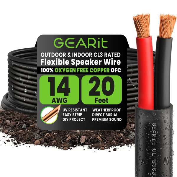 14/2 AWG OFC CL3 Outdoor Speaker Wire - 20 Feet, image 1
