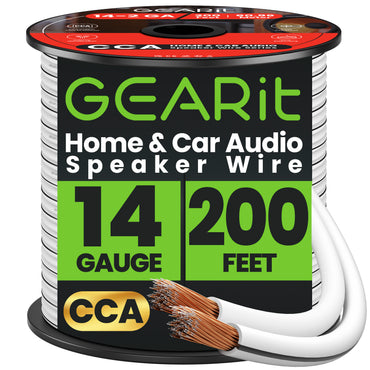 14 Gauge Speaker Wire CCA - Copper Clad Aluminum - Home Theater, Car Speakers & More