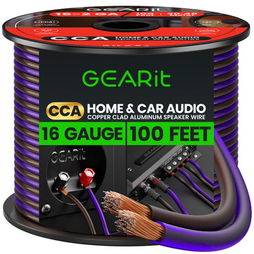 16 Gauge Speaker Wire, Speaker Cable 100ft for Car Audio, Home Theater, CCA
