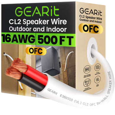 16 AWG In Wall Speaker Wire - CL2 Rated - Oxygen Free Copper (OFC), White