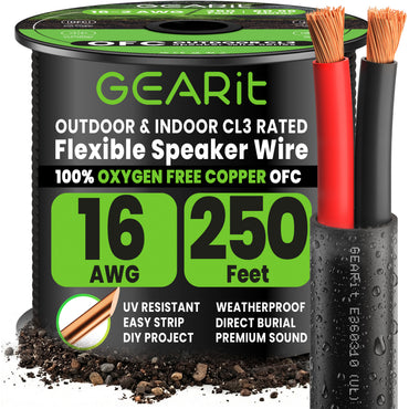 16/2 OFC CL3 outdoor speaker wire black 250 ft
