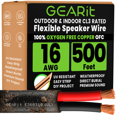 16/2 OFC CL3 outdoor speaker wire black 500 ft