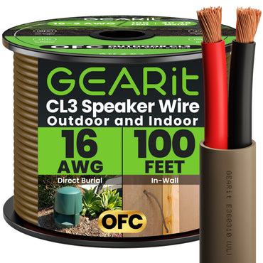 16/2 OFC CL3 outdoor speaker wire brown 100 ft