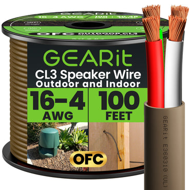 16/4 OFC CL3 outdoor speaker wire brown 100 ft