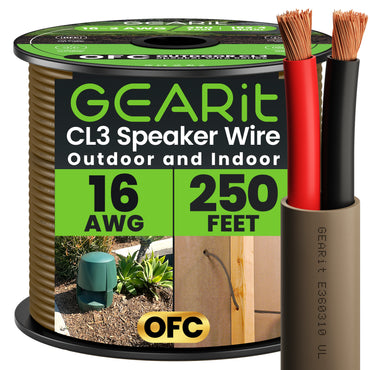 16/2 AWG OFC Outdoor Speaker Wire, Brown
